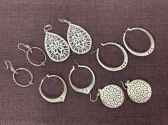 Various Silver Tone Earrings