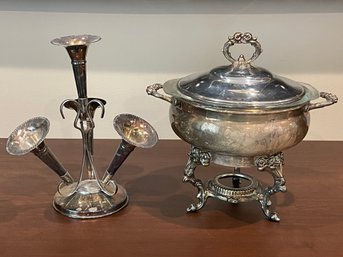 Silver Plated Epergne & Chafing Dish