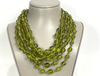 Marian Haskell Green Bead Multi Stand Necklace