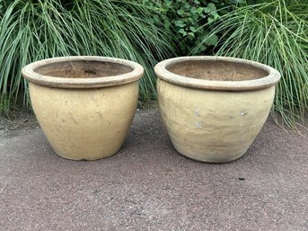 Large Outdoor Ceramic Planters- Set Of 2