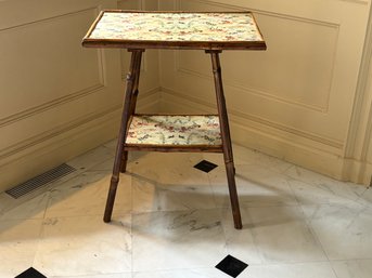 Bamboo Side Table With Hand Painted Shelves