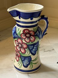 Large Hand Painted Floor Standing Pitcher Made In Spain