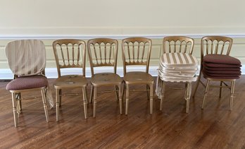 Stackable Gold Painted Chairs With Cushions - Set 3 Of 3