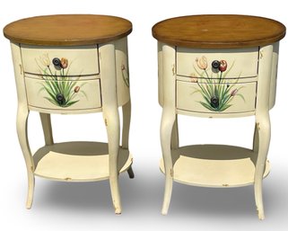 French Country Hand Painted Bedside Tables