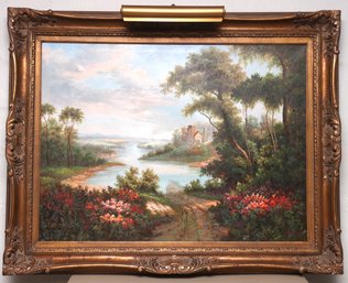 (BRONXVILLE PICK UP) W Lucas Oil Painting Of Stream Gilt From With Light