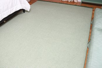 Green & White Area Rug With Fringes