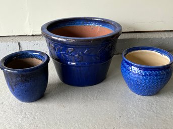 Blue Glazed Ceramic Planters