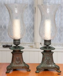 Brass And Glass Hurricane Lamps