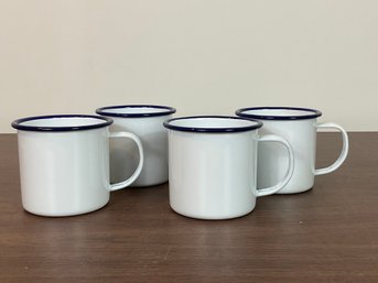 White Enamel Coffee Mugs Set Of 4