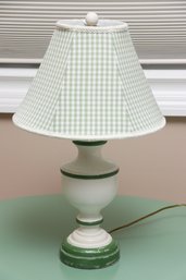 Maine Cottage Green & White Table Lamp With Gingham Shade