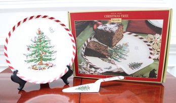 Spode Peppermint Cake Plate And Server