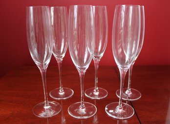 Six Crystal Champagne Flutes
