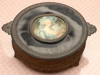 Marie Antoinette Cameo Brass Covered Dish