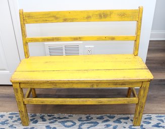 Wooden Hand Painted Distressed Bench