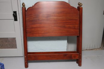 Mahogany Twin Size Headboard And Footboard With Brass Finials