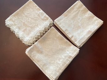 Ivory Damask Napkins Set Of 19