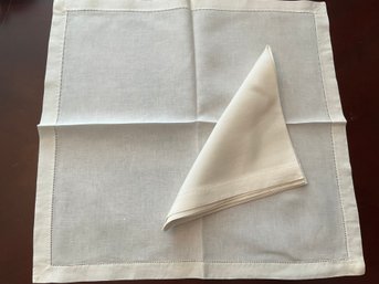 White Linen Dinner Napkins Set Of 16