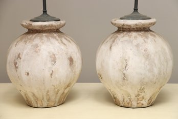 Distressed Painted Ceramic Table Lamps