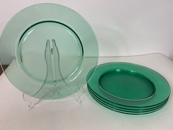 Five Green Plastic Plates