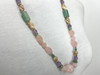 Aloria Rose Quartz And Other Semi Precious Stones Necklace