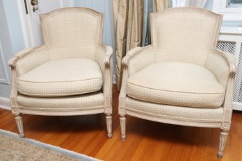 Pair Of Custom Bergere Arm Chairs