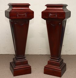 (BRONXVILLE PICK UP) Pair Of Tall Wood Pedestals
