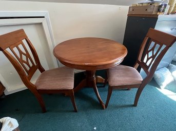 Wood Round Table With 2 Chairs