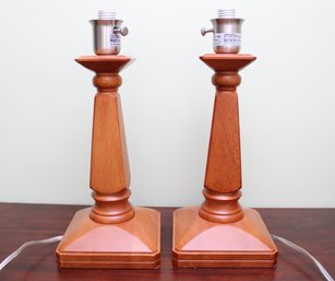 Pair Of Wooden Table Lamps By Elements