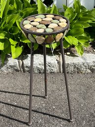 Small Metal Table With Rock Design