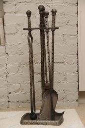 Hammered Steel Fireplace Tool Set