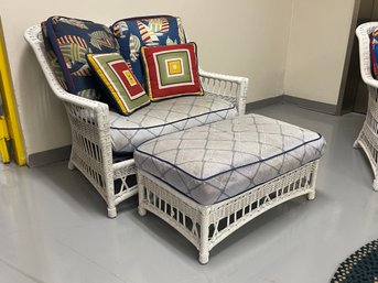 White Wicker Patio Sofa With Footrest