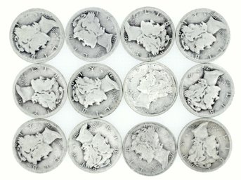 12 Silver Mercury Dimes