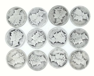 12 Silver Mercury Dimes