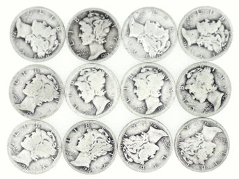 12 Silver Mercury Dimes