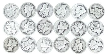 18 Silver Mercury Dimes