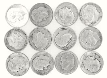 12 Silver Roosevelt Dimes