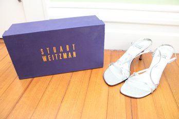 Stuart Weitzman Silver Glitter Heels Size 7