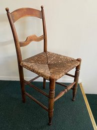 Vintage Wood Chair With Straw Seat