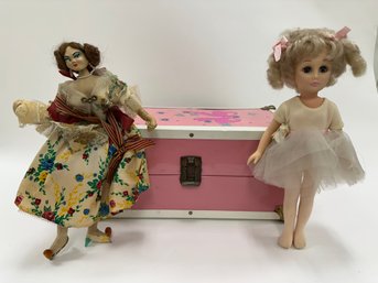Pair Of Dolls With Case