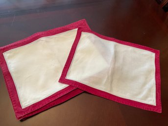 10 Astrid Red Trim Linen Placemats