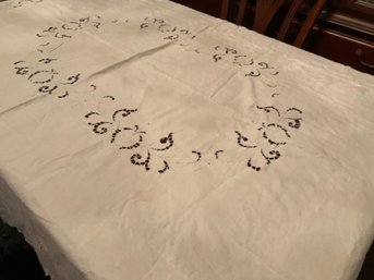 Vintage White Cut Out Tablecloth