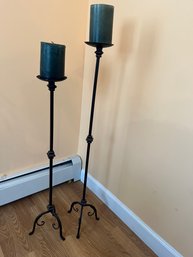 Pair Of Wrought Iron Candlesticks