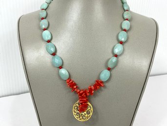Wendy Mink Coral And Light Stones Necklace