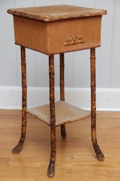 Bamboo & Grasscloth Sewing Table Stand