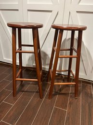 Pair Of Wooden Bar Stools