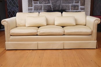 Custom Skirted Three Seat Scroll Arm Sofa (2 Of 2)