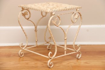 White Painted Wrought Iron Petite Table