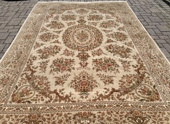 Large Wool Area Rug - Ivory With Shades Of Brown & Green