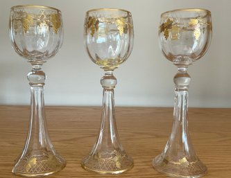 Trio Of Vintage Dual Cordial And Champagne Flutes Damaged