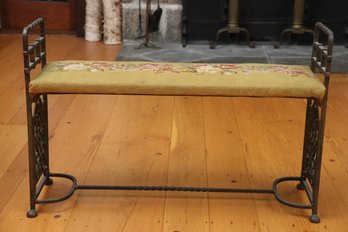 Small Ornate Wrought Iron Vintage Bench